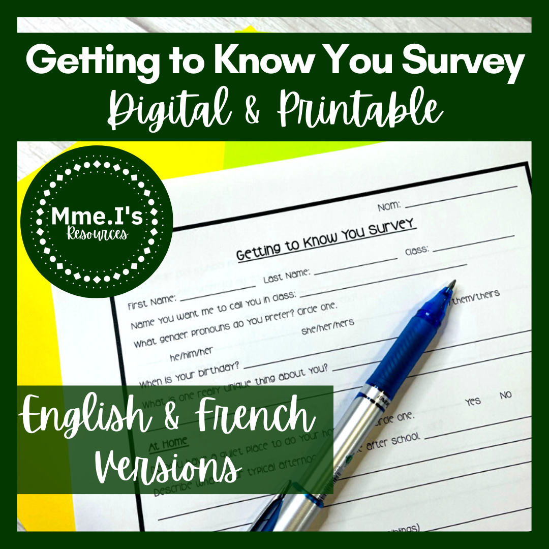 Getting to Know You Survey for French Class