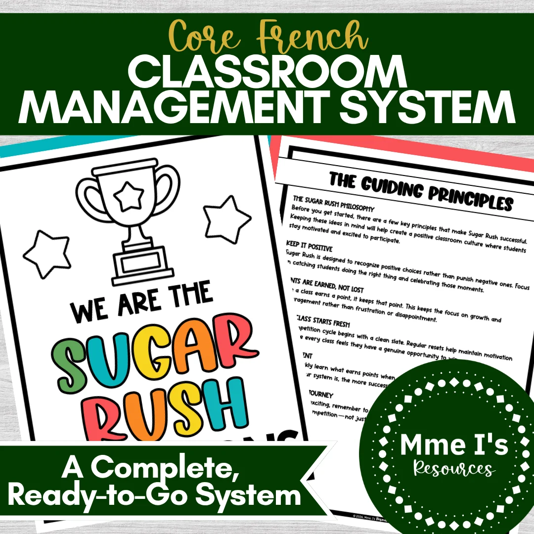 Sugar Rush Core French classroom management resource cover