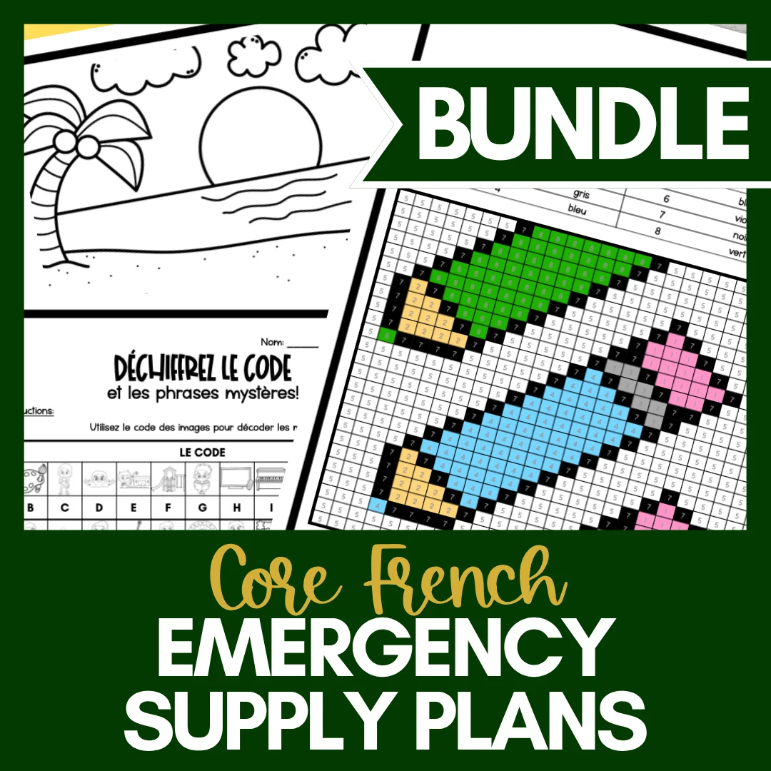 Core French emergency supply plans bundle cover
