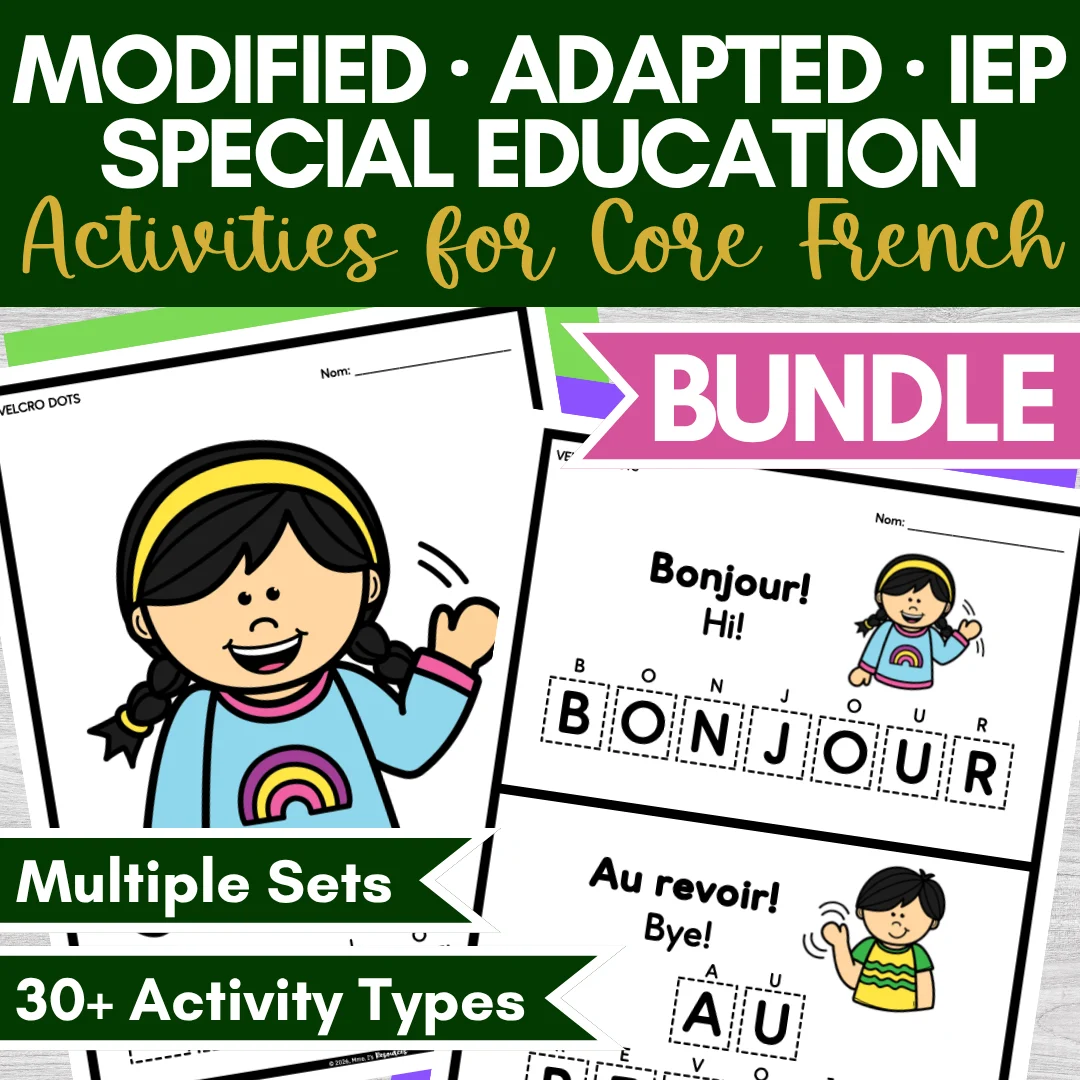 Adapted Core French modified and IEP activity resource cover