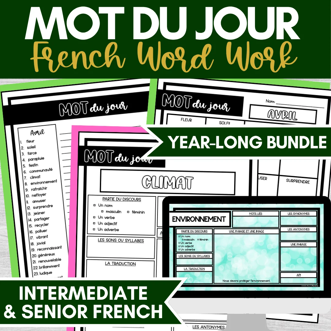 Mot du jour full-year bell-work resource cover for Grades 9–12